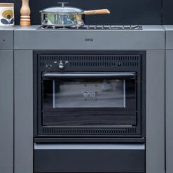 Modulo Cuisinière Four Et Plaque - Gris Acier - Cuisine D'extérieur ENO -Barbecues Boutique mod7005 cuisiniere modulo gris cuisine exterieur eno ambiance