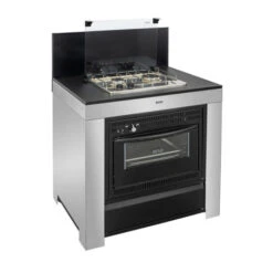 Cuisine D'extérieur ENO Modulo Inox Et Noir Pour Plancha - 3 Modules Avec Cuisinière -Barbecues Boutique mod8505 1 cuisine exterieur modulo combine noir et inox eno 1