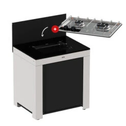 Modulo Table De Cuisson Master 2 Brûleurs - Coloris Inox Et Noir - Pour Cuisine D'extérieur ENO 18 Modulo Table De Cuisson Master 2 Brûleurs - Coloris Inox Et Noir - Pour Cuisine D'extérieur ENO -Barbecues Boutique modulo gris plaque