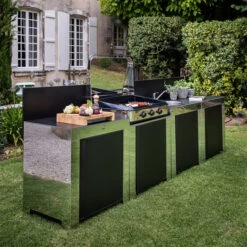 Modulo Pour Poser Une Plancha - Coloris Inox Et Noir - Cuisine D'extérieur ENO 15 Modulo Pour Poser Une Plancha - Coloris Inox Et Noir - Cuisine D'extérieur ENO -Barbecues Boutique modulo inox noir plancha cuisine exterieur eno ambiance 1 min
