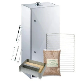 Pack Fumoir Peetz Inox Porte à Charnières - H 85 Cm + Accessoires 1 Pack Fumoir Peetz Inox Porte à Charnières - H 85 Cm + Accessoires