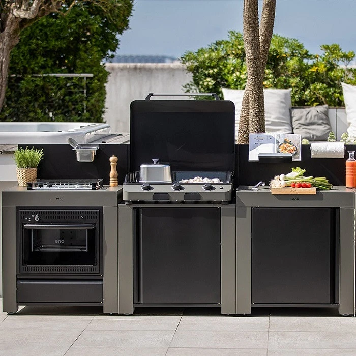 Cuisine D'extérieur ENO Modulo Acier Pour Plancha - 3 Modules Avec Cuisinière 1 Cuisine D'extérieur ENO Modulo Acier Pour Plancha - 3 Modules Avec Cuisinière